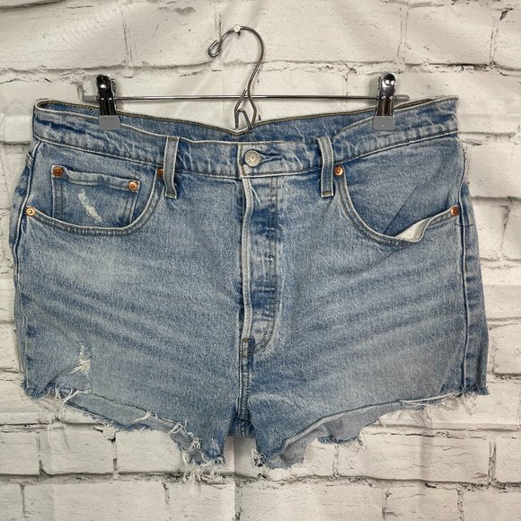 Levi's Pants - Levis 501 Denim Cutoff Shorts Womens 33 High Rise Distressed Light Wash